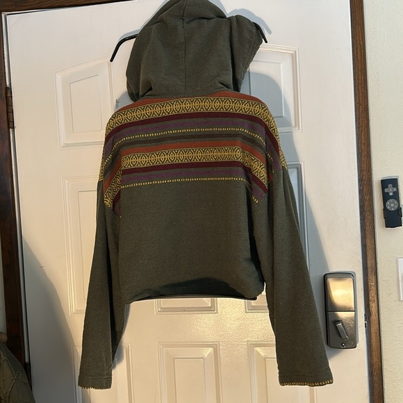 LAKHAY ..BOHO ..COTTON CROPPED ..ZIP UP HOODIE GREEN M/L UNISEX.. - Picture 4 of 13